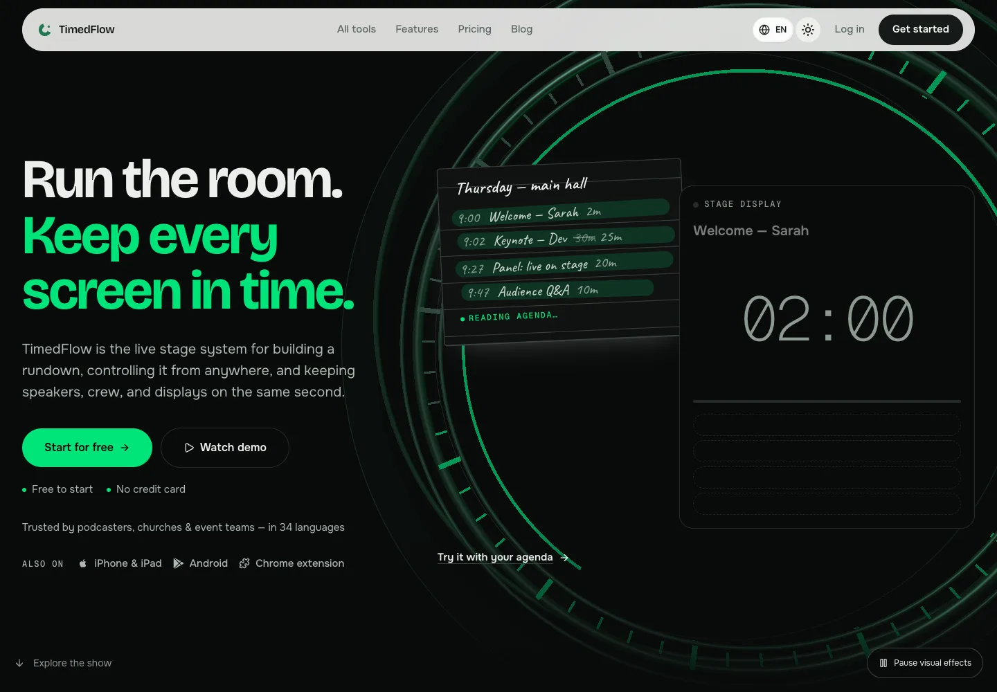 Preview ng pampublikong website ng TimedFlow